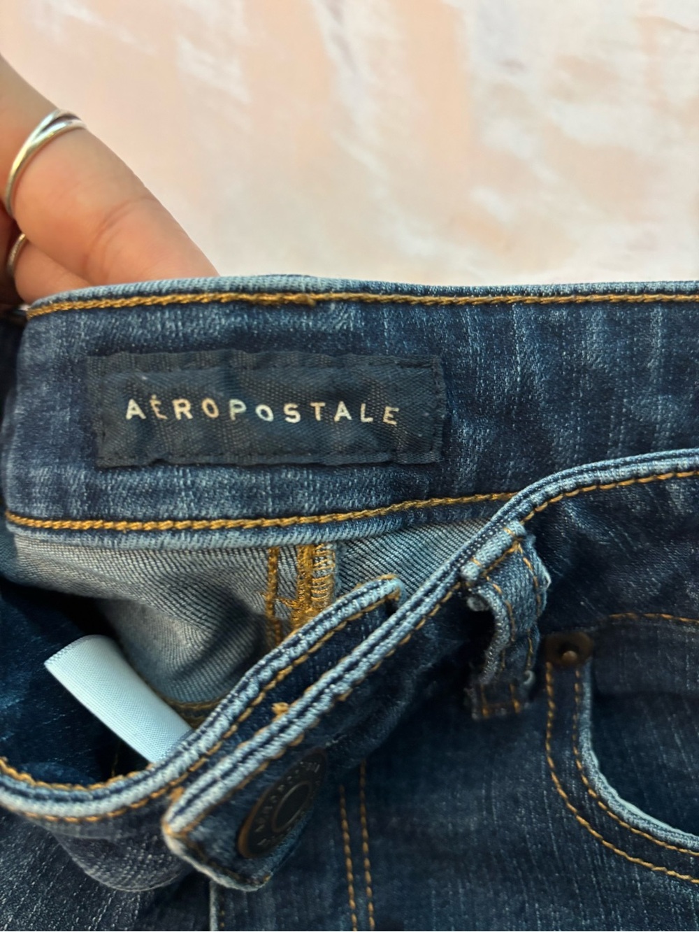 Aeropostale Women's Dark Blue Rolled Cuff Denim Shorts - Picture 3 of 5